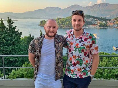 Tom Ryder with Megan and Nick at their wedding in Cavtat near Dubrovnik