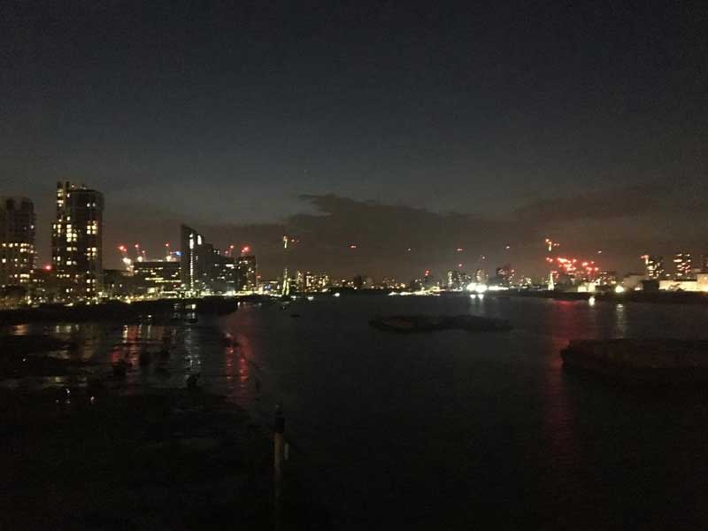 O2 and the London skyline beautifully illuminated.